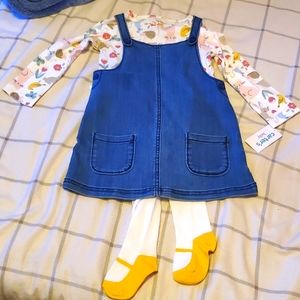 Carters 3 pc dress, shirt & tights